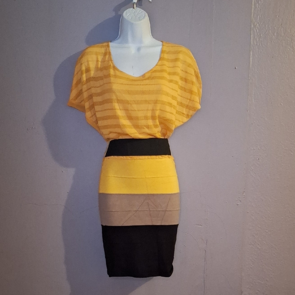 Striped Yellow and Black Skirt